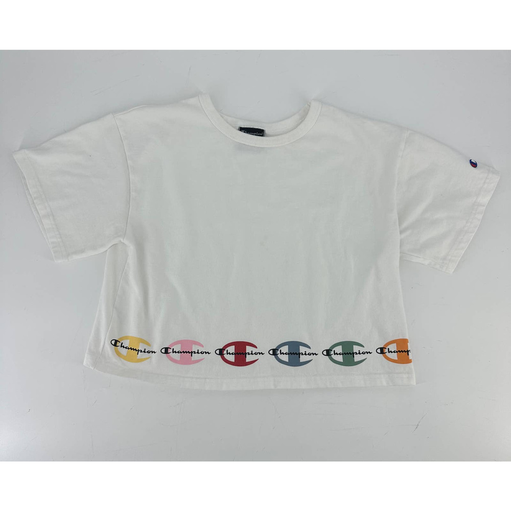Vintage champion cropped t-shirt women's size medium colorful C's